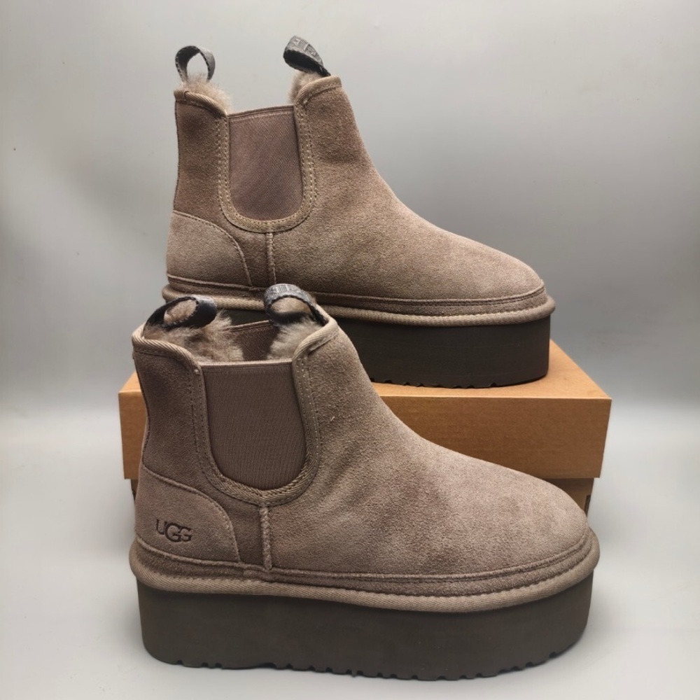 UGG Brown Suede Platform Ankle Boots